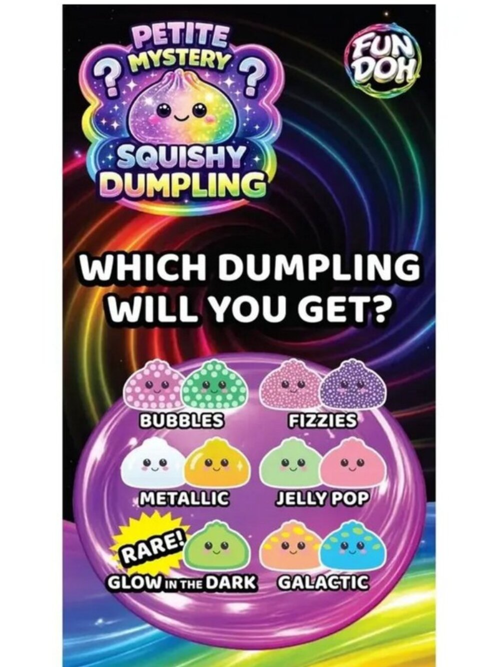 Fun Doh 2.5 Inch Mini Petite Mystery Squishy Dumpling - Sensory Fidget Toy